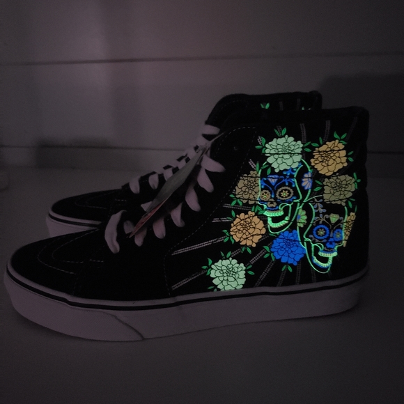 Vans M SK8-Hi Dia De Los Muertos Day of the Dead Suede shoe Glow in the dark 7.5 - Picture 5 of 10